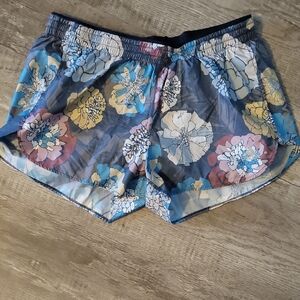 Floral Adidas Women's Shorts - Blue and White